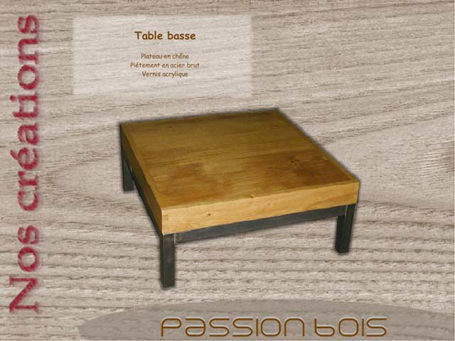 Table basse design en ch&ecirc;ne et acier