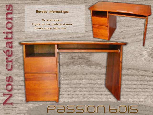 Bureau informatique merisier