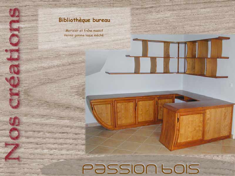 Bibliothèque contemporaine merisier et frêne