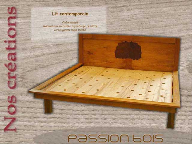 Lit contemporain en chêne