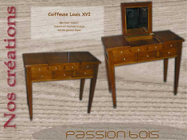 Coiffeuse merisier Louis XVI
