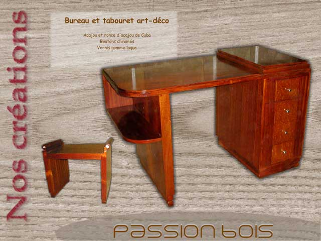 Bureau art déco en acajou de Cuba