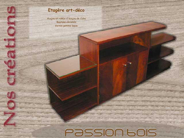 Etagere art déco en acajou de Cuba