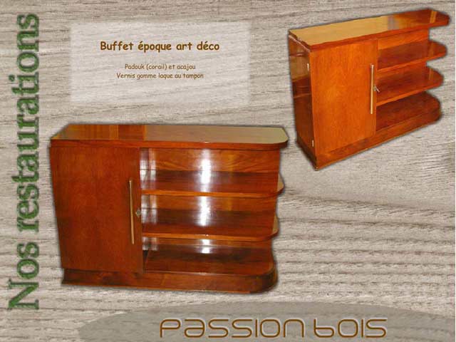 Buffet art déco padouk(corail) et acajou