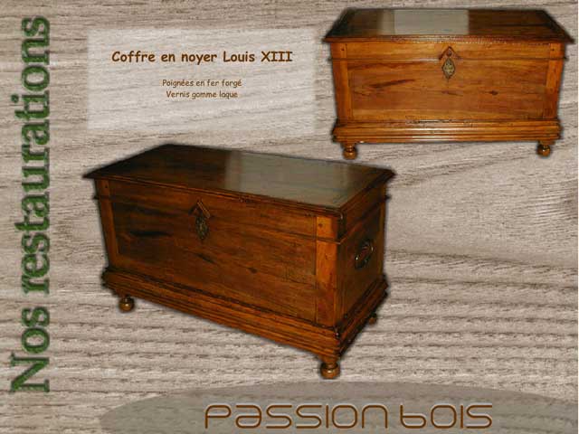 Coffre Louis XIII en noyer